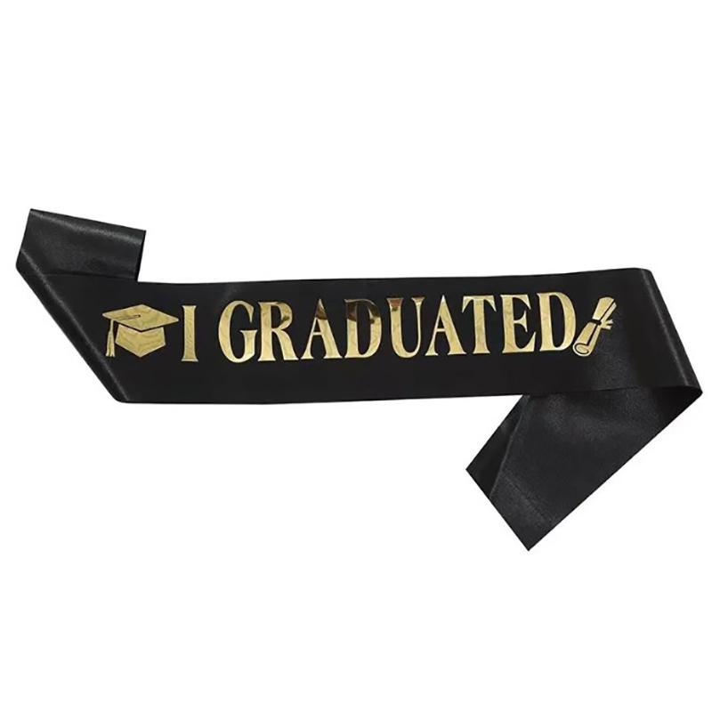 Black Gold Graduation Sash Belts Booth Props Congrate Grad Ribbon Shoulder Straps Party Supply For Graduate Decorations
