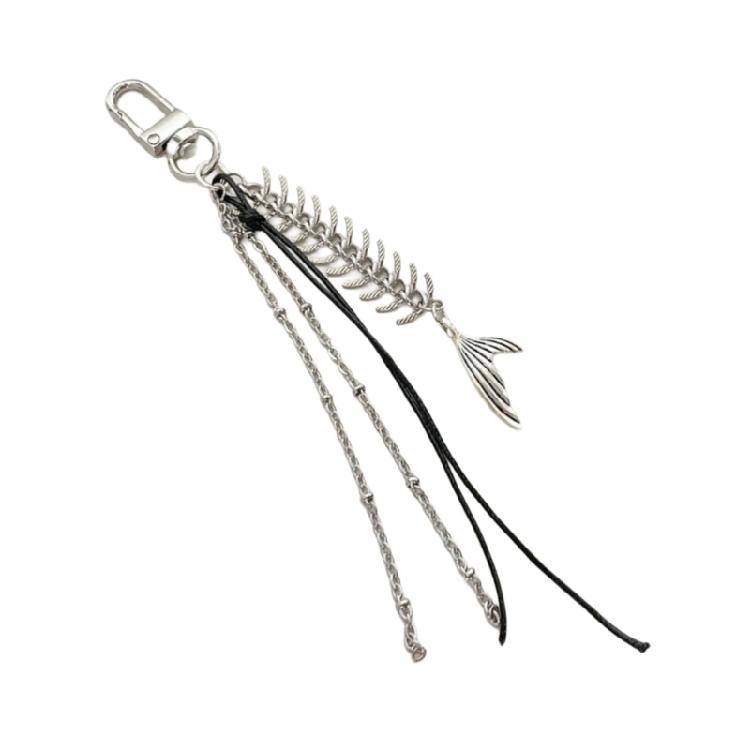 Punk Fischgräten Schwarzes Seil Schlüsselanhänger Anhänger Hängende Dekorationen Modischer Schlüsselanhänger Schmuck Rucksack Dekoration Anhänger