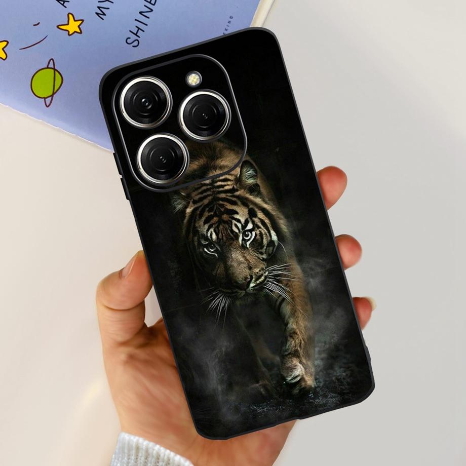 For Tecno Spark 20 Pro Case Liquid Silione Soft TPU Matte Cover Phone Mask On Spark20 20Pro 4G Luxury Pattern Cat Flower Cartoon
