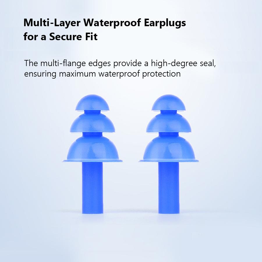 Swimming Nose Clip Earplug Set, Silicone Three-layer Waterproof Non-slip Nose Ears Protectors