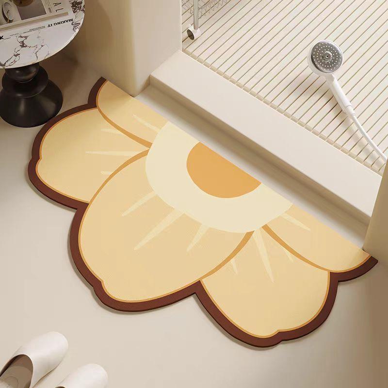 

Diatom Mud Floor Mat, Absorbent, Non Slip, Bathroom Door, Quick Drying Foot Mat, Bathroom, Flower, Semi-circular Mat 40 * 60cm