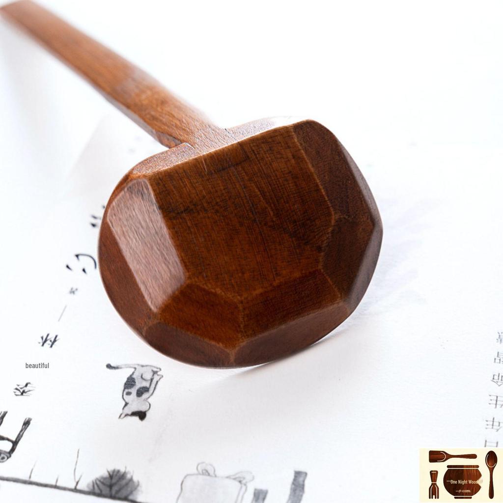 Japanese Solid Wood Long Handle Tortoise Shell Slotted Spoon: Customizable Logo Soup Ladle and Hot Pot Strainer.
