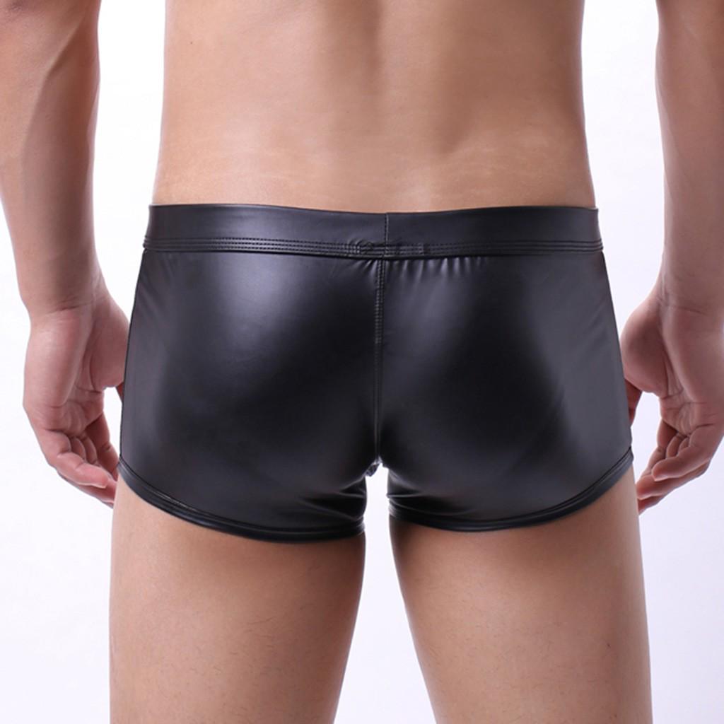 Nineteen Eq Herrenmode Herren Sexy Niedrige Taille Öffnung Kunstleder Unterwäsche Bequeme Unterwäsche