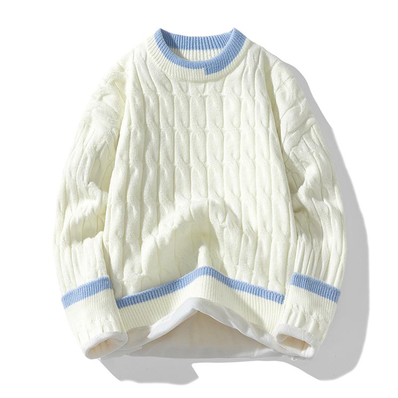 

Свитер Плюс Бархат Мужской Вязаный Свитер Имитация Двойки Трендовый Свободный Осень и Зима Круглый Вырез Повседневный M бежевый