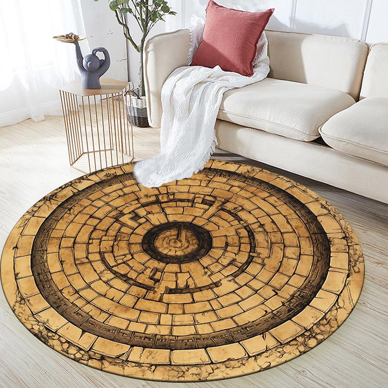 Vintage Circle  Round Area Rug,Carpet Rug for Living Room Bedroom Sofa Playroom Decor,Non-slip Floor Mat 80cmx80cm
