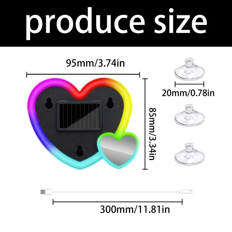 Dashboard Mounted Solar Powered Car Light Including Heart Shaped LED And Multiple Lighting Mode For Easy Use