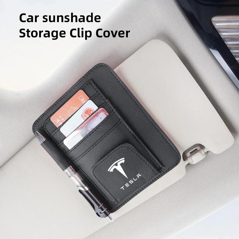 

Car Sticker 2025 New Tesla Car Sun Visor Storage Card Bag Glasses IC Card Clip Holder For Tesla Model 3 Y S X Roadster Cybertruc чёрный