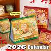 Memo Notes 2026 Desk Calendar Coil Binding One Month to View Tabletop Schedule Cartoon Learning Plan Calendar School