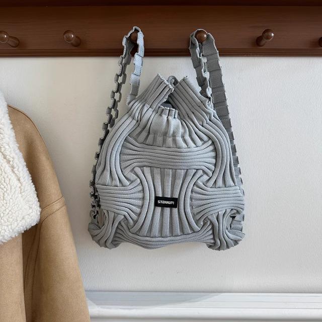 Multifunctional Pleated Elastic Knit Backpack