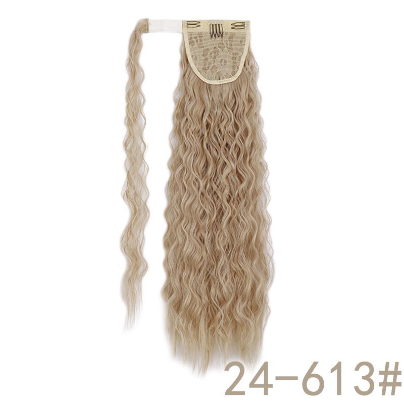 MISS WIG Women Long Corn Wave Ponytail Wig Curly Hair Extensions Synthetic Fiber Hairpiece Wrap Around Clip In Hair Daily Use