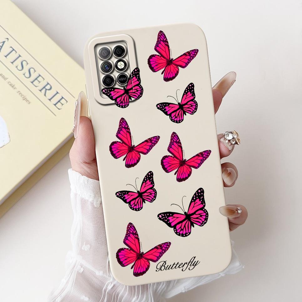 For Infinix Note 8i Note8 Back Cover On Infinix X6383 A692 Coque Funda Flower Butterfly Women Fashion Phone Case Liquid Silicone