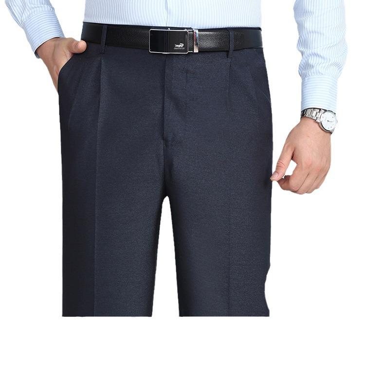 Herren High Waist Seidenkleiderhosen - Sommer Dünn, Locker Geschnitten, Gerade Bein Hose