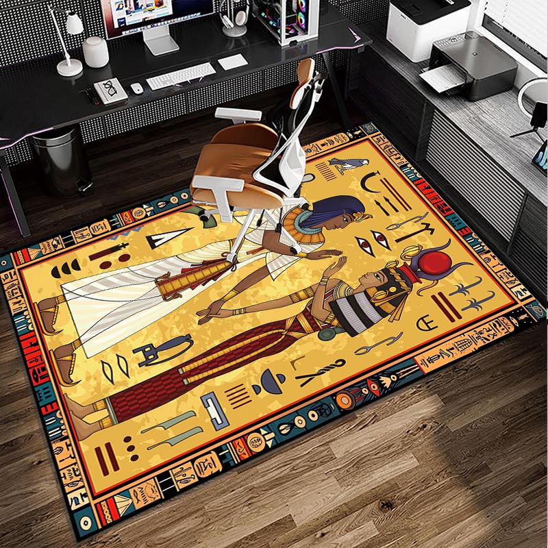 Ancient Egyptian Hieroglyphics Office Rug Chair Mat, Entryway Carpet, Suitable for Front Door, Bedroom, Living Room, Desk, Holiday Gift