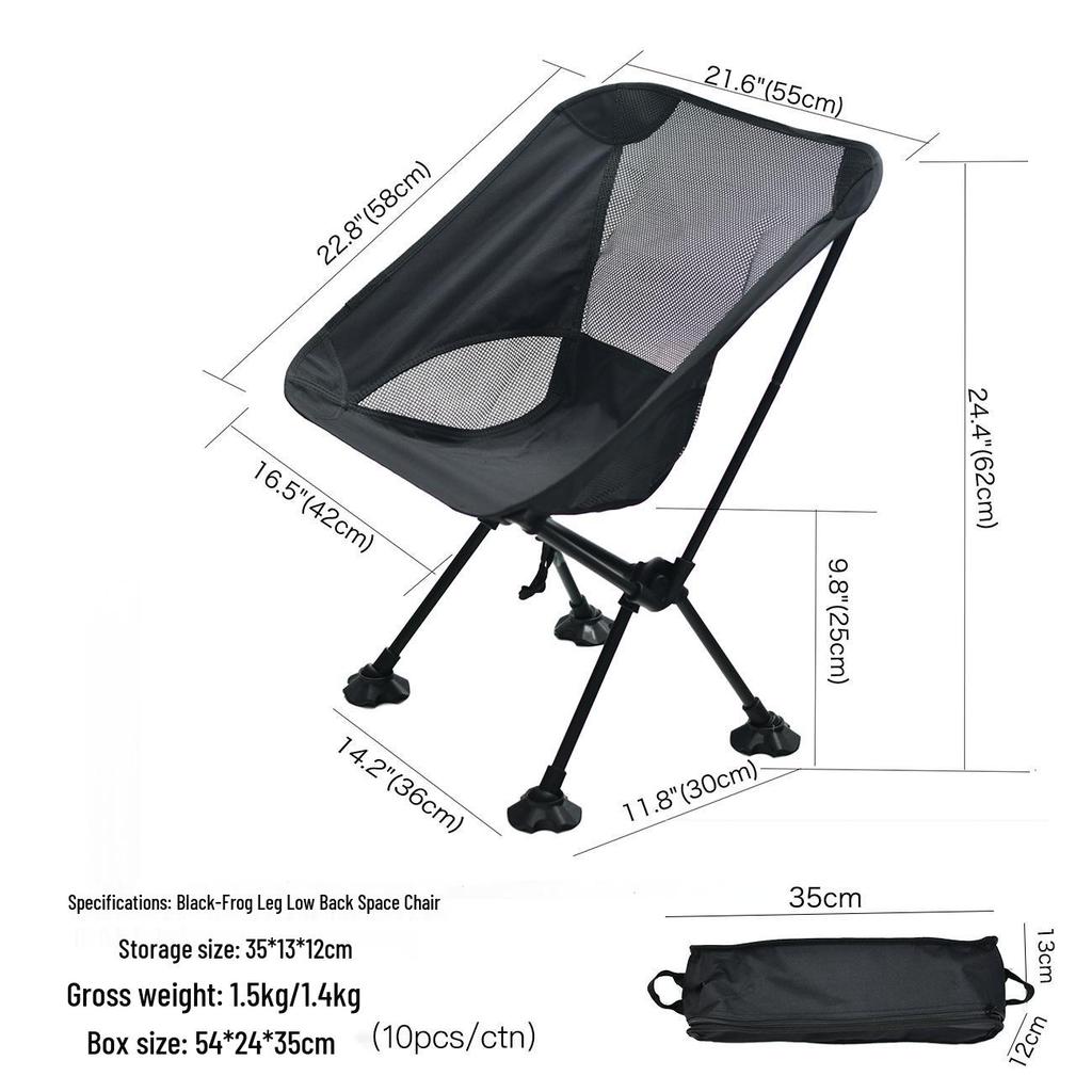 Cadeira Lunar Portátil Leve para Exterior com Encosto – Dobrável para Acampamento, Praia e Pesca