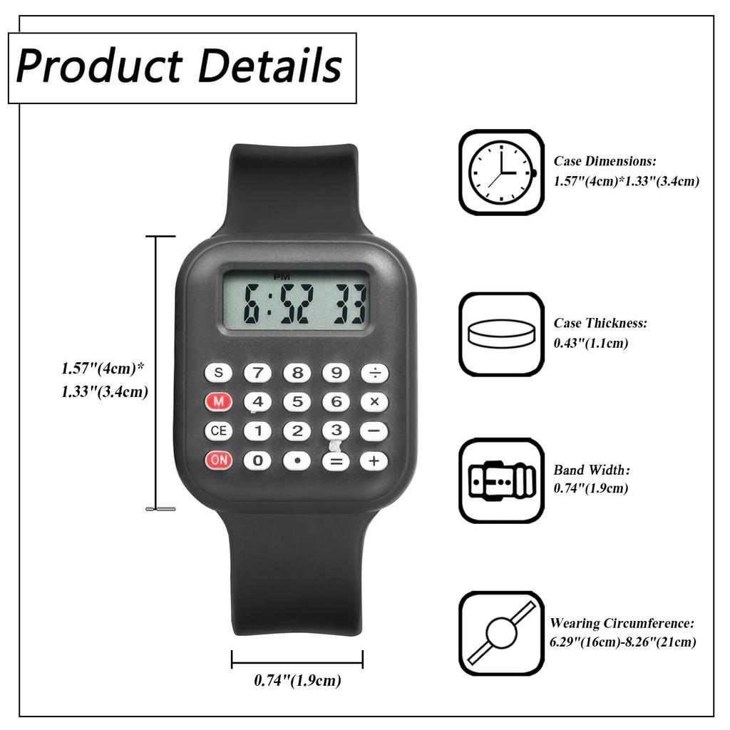 Stilvolle Silikon-Digitalrechneruhr mit Gummi und wasserdichter Sportuhr, perfekt für Geburtstage und Adventskalender, Armband, -