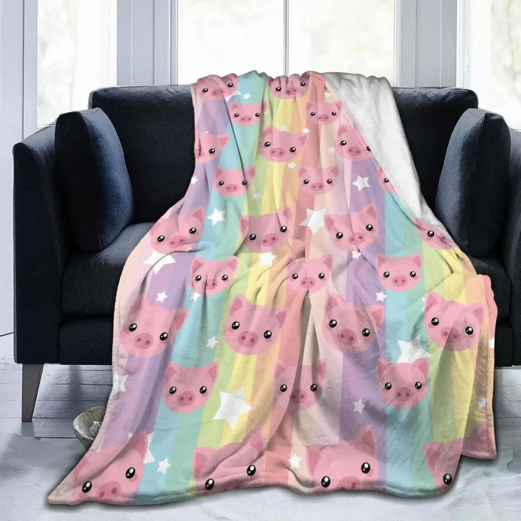 Pig Blanket Gifts for Women Pig Lovers,Pink Pig Blankets for Girls Boys,Cozy Warm Cute Animal Flannel Throw Blanket for Bed Sofa