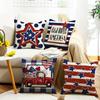 Home American Sofa Linen Square Cushion Cover Striped Letter Print Independence Day Pillow Cover