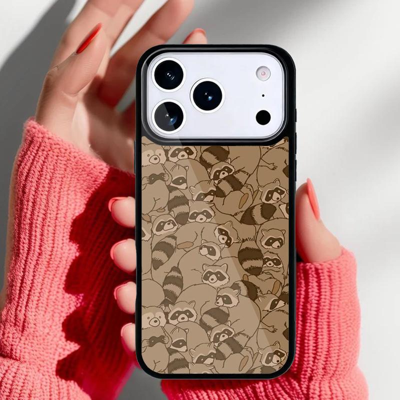 Raccoon Art Phone Case for iPhone 17 Air 16e 15 14 13 Pro Max Back Cover for 12 11 Pro Coque