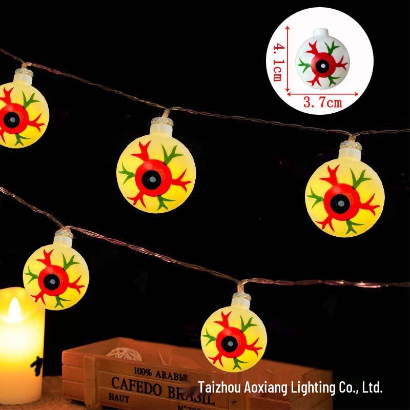 Halloween LED String Lights - Pumpkin, Spider, Ghost, Horror Decor, Marigold Colored Small Lights