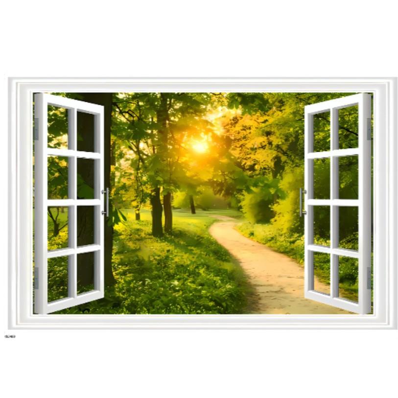 Fake Window Landscape Painting Wall Stickers Living Room Bedroom Decoration Stickers Pvc Self-Adhesive