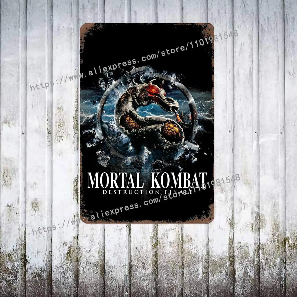 Mortal Kombat Iconic HD Plakat Plakat Vintage Tin Sign Metal Sign Dekoracyjna tabliczka do Pub Bar Man Cave Club Dekoracja ścienna