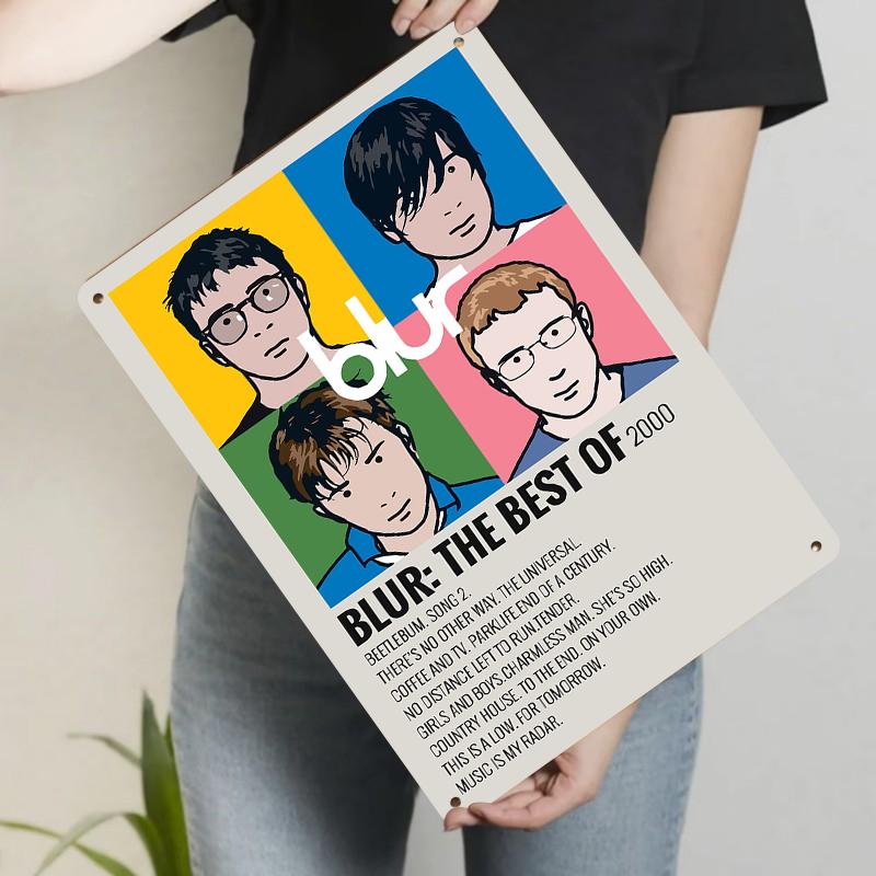 Blur The Best Of  Album Cover Metal Poster Rock Music Art Wall Decor for Living Room Bedroom 20x30cm（7.8x11.8inch）