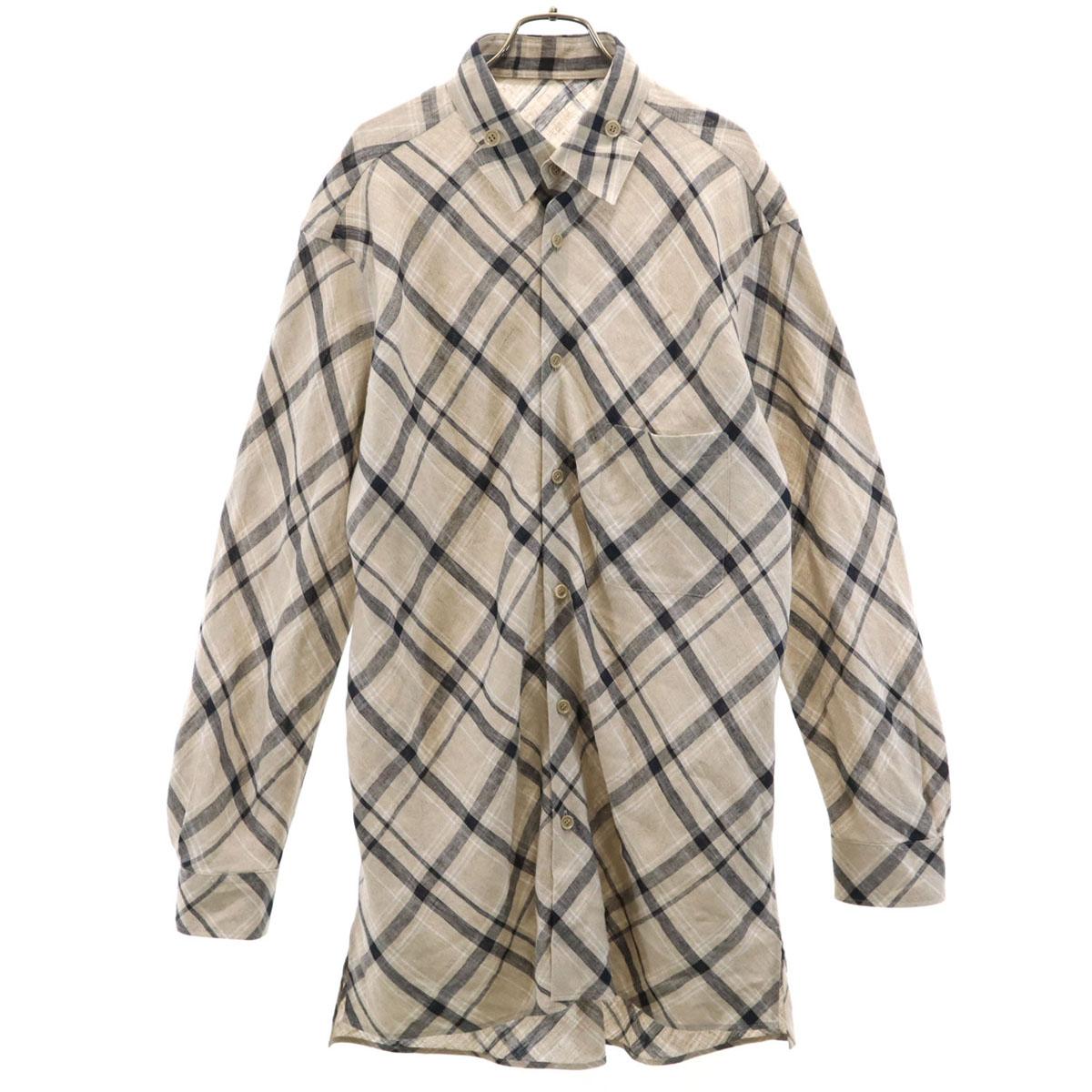 

Y s BANG ON! Made in Japan Linen Check Pattern Long sleeve long shirt Men s Used