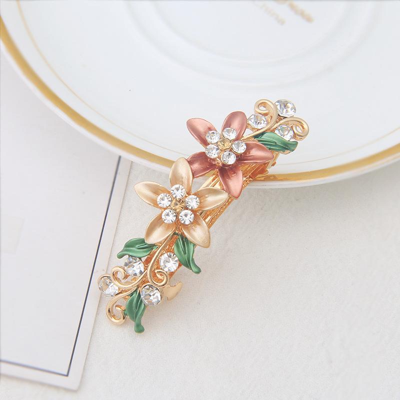 Flower Hairpin Women'S Back Of The Head Zinc Alloy Diamond Paint Hollow Butterfly Spring Clip Autumn And Winter Hairpin Hair Accessories