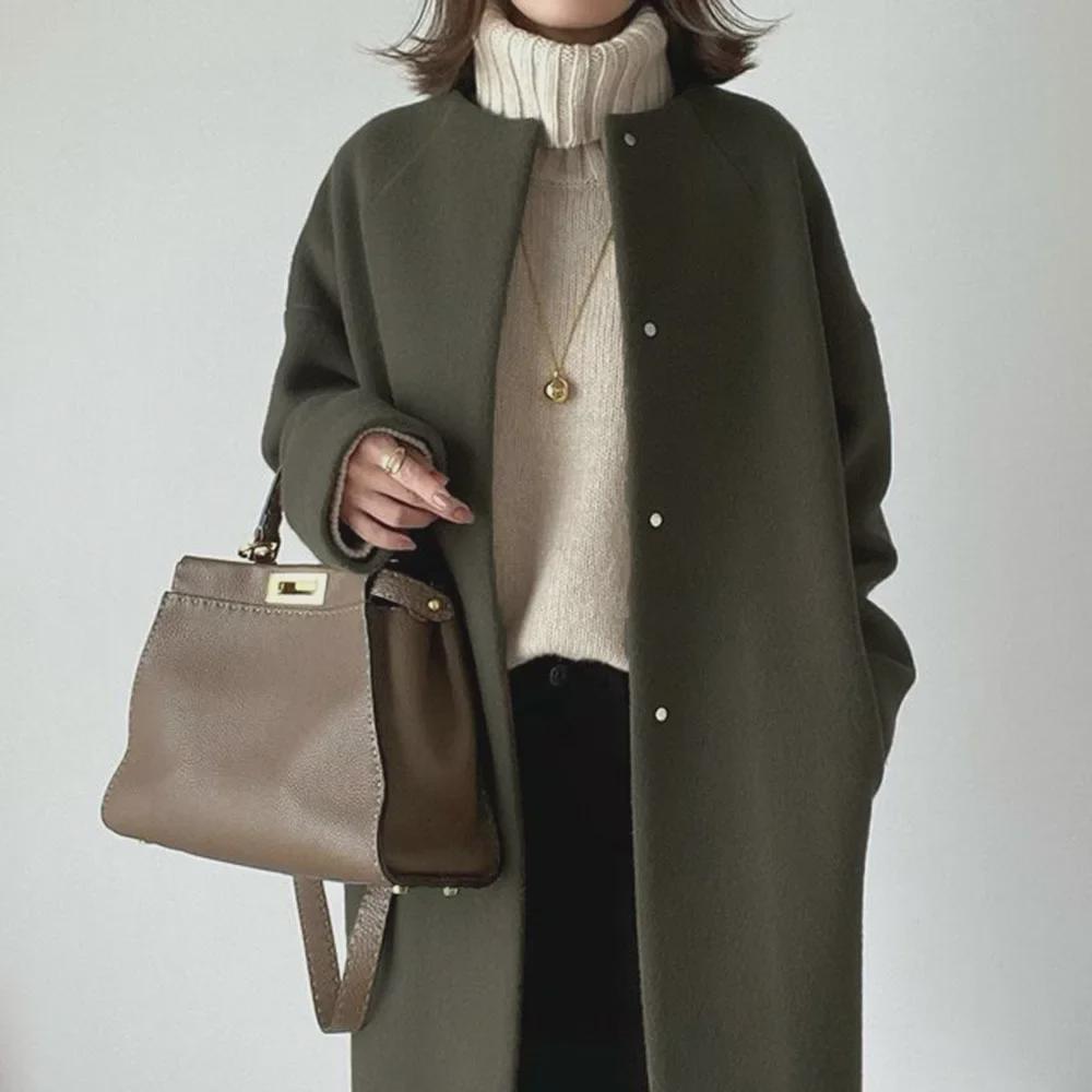 Women's 2024 Autumn/Winter Wool Coat - Japanese Style, Medium/Long Length, Available In 5 Colors