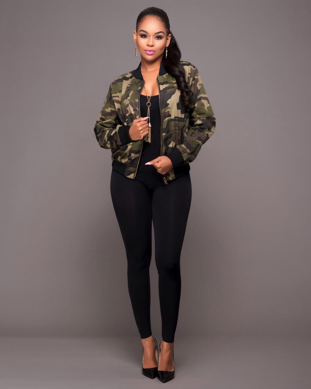 

European & American Women s Camouflage Long Sleeve Fashion Jacket XXXXL камуфляжний