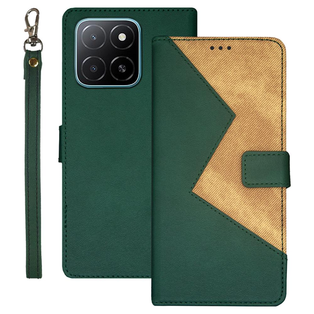 

IDEWEI For Honor X5b Case Card Slots Splicing Color Leather Phone Cover Green