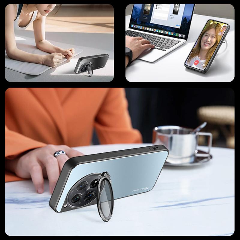 For OnePlus 12 5G Case with Lens Kickstand Shockproof PC+TPU Phone Cover