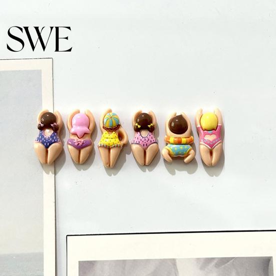 Fridge Door Magnet 6/11Pcs 3D Swimming Figure Refrigerator Magnet, Cartoon Bikini Women Metal Surface Decorative Home Kitchen Office Whiteboard Locker
