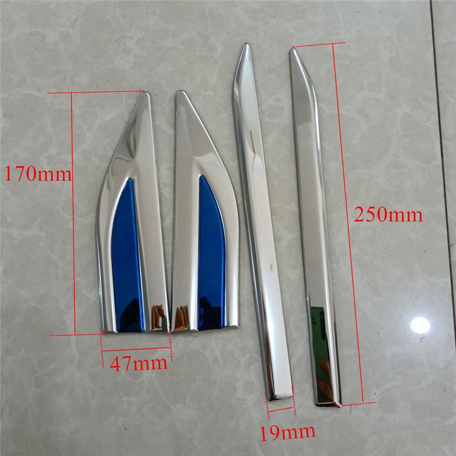 Universal 4Pcs Stainless Steel Car Side Body Fender Trims Decoration Mirror polishing
