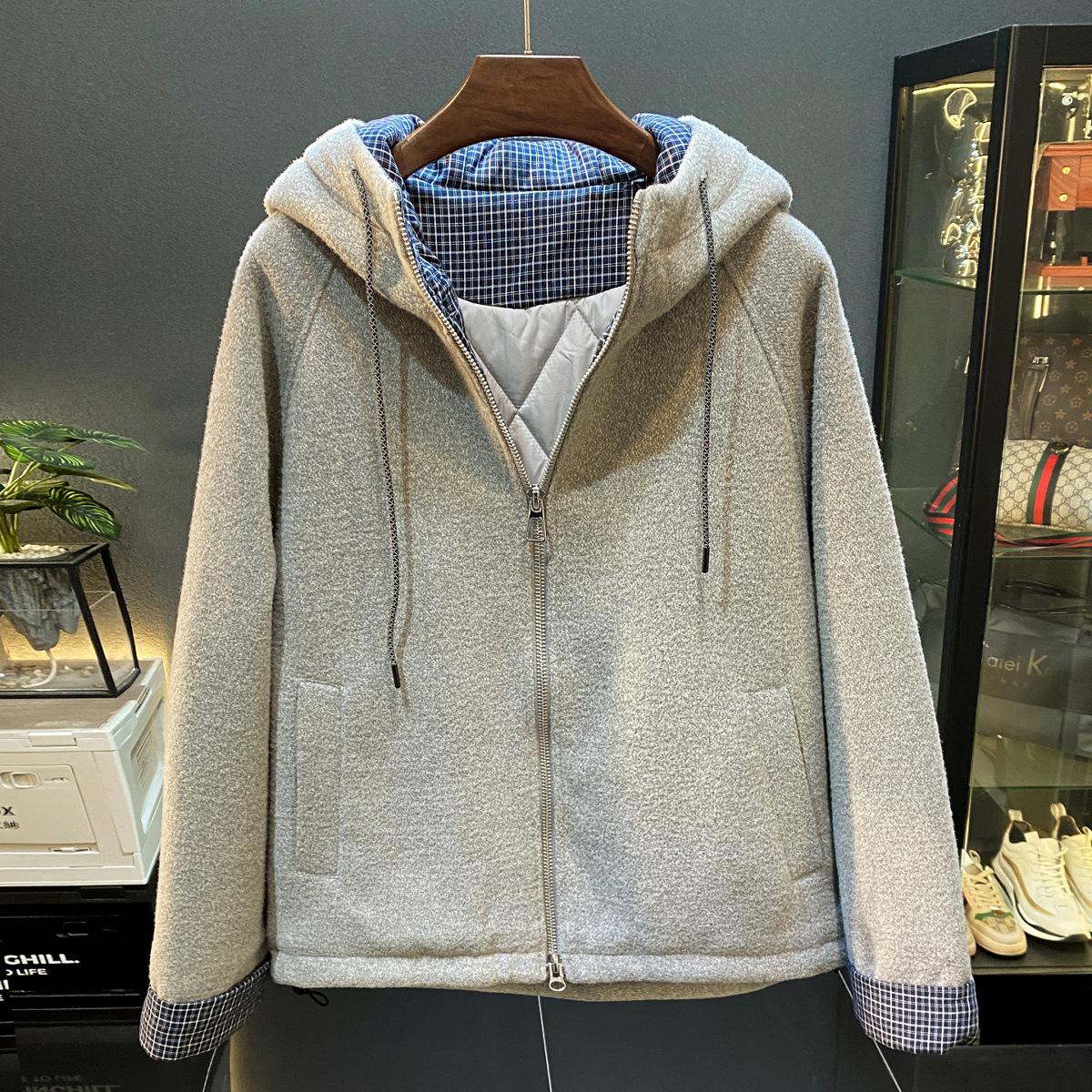 

Houndstooth Color Block Men s Hooded Cotton Jacket - Trendy, Loose, Thick, Warm, and Windproof Outerwear for a Roguish Handsome Look. 3XL (180-200 jin)