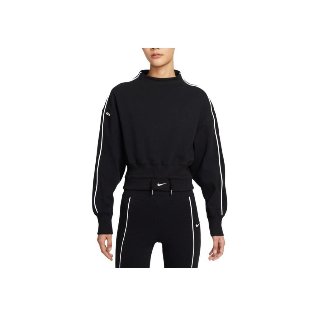 Nike Sportswear Collection Logo Half High Neck Short Casual Sweatshirt Women sweatshirt Black FB8753-010