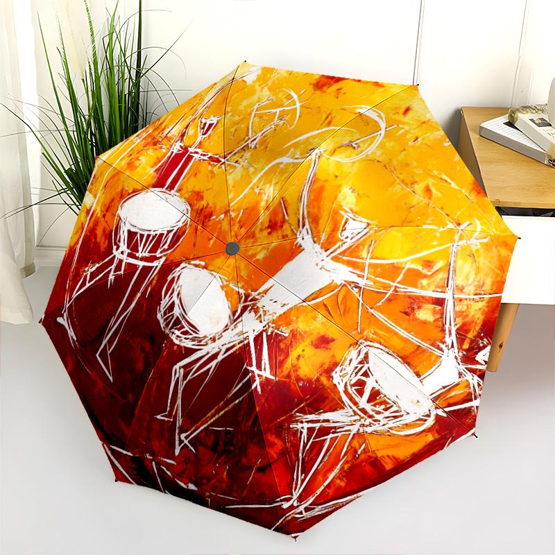 Retro Art  pattern, automatic folding umbrella, portable and foldable design, 8 ribs, a Christmas or birthday gift.
