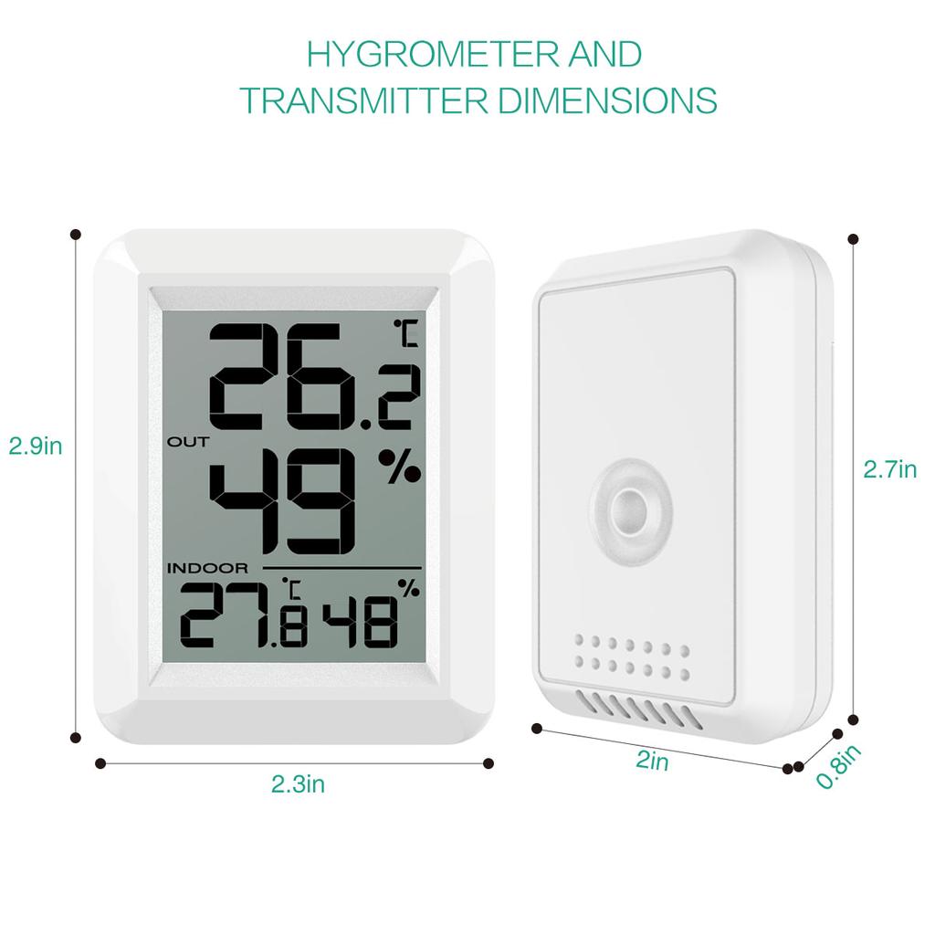ORIA Digital Thermometer LCD Indoor Outdoor Thermometer Temperature Wireless Temperature Sensor Thermometer for Home Office Room