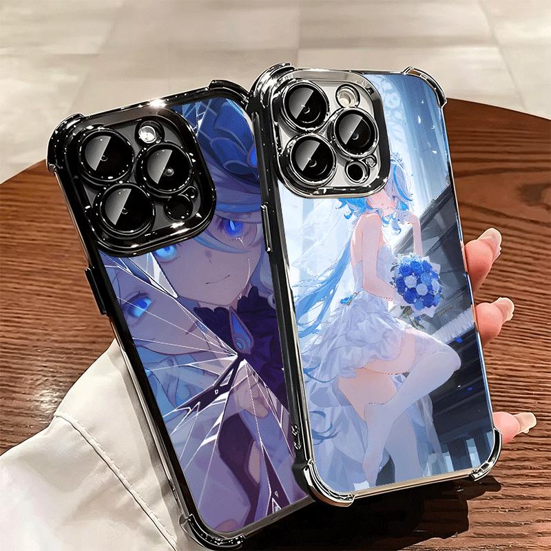 Genshin Impact Furina Soft Phone Case For iPhone 15 16 17 Air 14 Pro Max 16E Plus 13 12 Mini Plating Anti-Fall Fundas