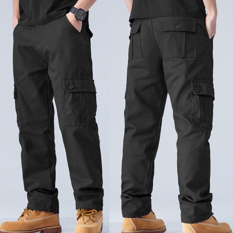Men's Multi-Pocket Cargo Pants - Loose Fit, Straight Leg, Wear-Resistant, Ideal for Outdoor Sports and Work.