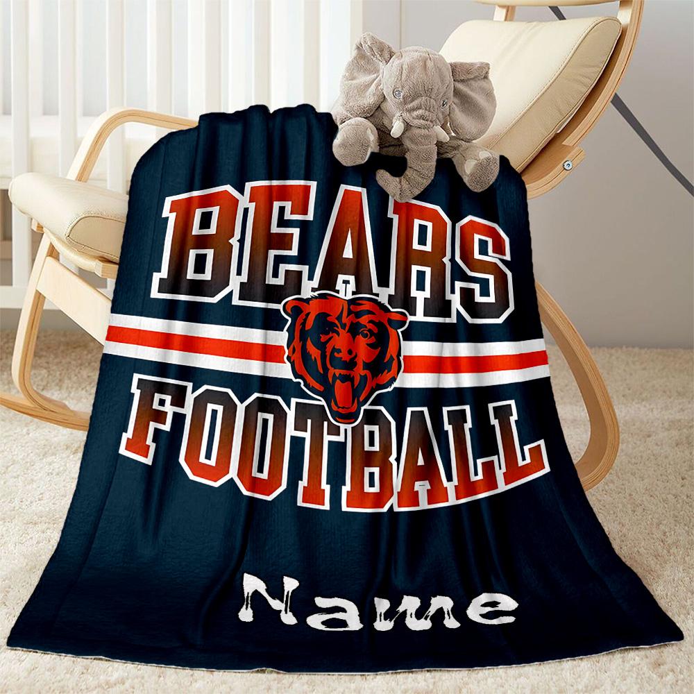 Bears Football Team Spirit Personalized Name Blanket Multi-purpose Personalized Blanket Comfortable Perfect for Bedding Home Decor Sofa Chair