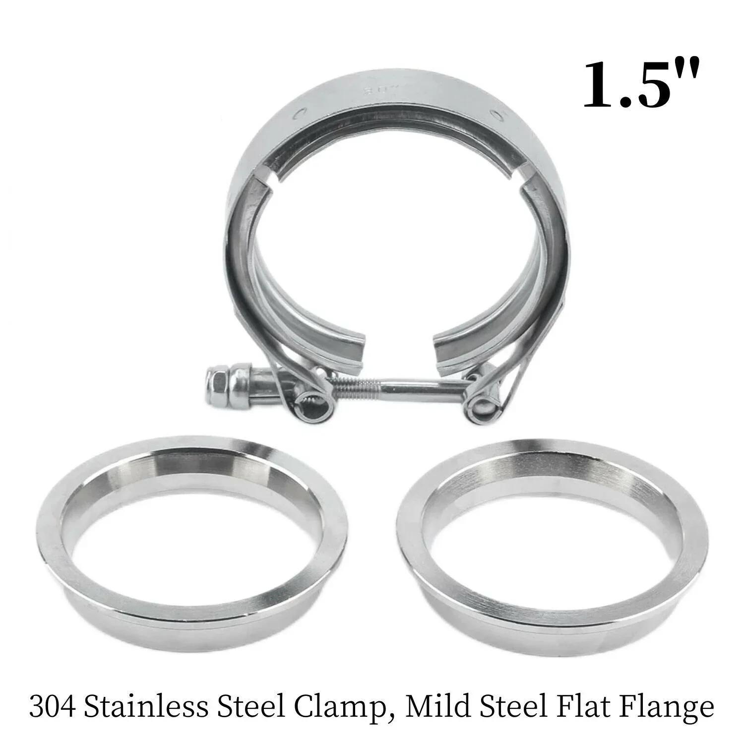 4/3.5/3/2.75/2.5/2.25/2/1.75/1.5 inch Flat 304 Stainless Steel V-Band Clamp Exhaust Downpipe T-Bolt Flat Flange 1.5- (38MM)