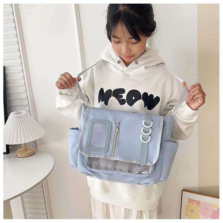 Japanese Style Transparent Acrylic Tote Bag, Nylon School Aesthetic Shoulder Crossbody Bag with Patchwork Design CLE