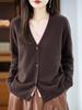 100% Wool Color Block V-Neck Women's Two-Piece Knit Cardigan Sweater - Autumn/Winter 2026