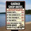 Metal Sign Garage Rules Funny Tin Poster for Man Cave Home Bar Wall Decor