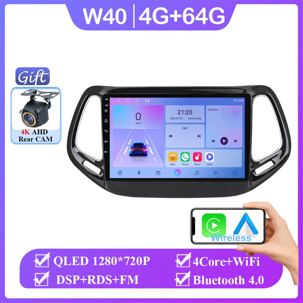Android 14 Car Radio Carplay For Jeep Compass 2017 2018 2019 Auto Multimedia Video Player GPS Navigation Stereo Head Unit 2DIN