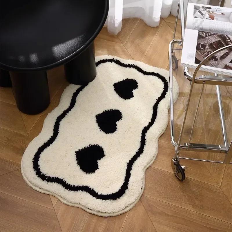 VIKAMA Cream Wind Bedroom Rug Bed Blanket Long Bed Front Floor Cushion Sofa End Table Non-Slip Feet Cushion Home Decor