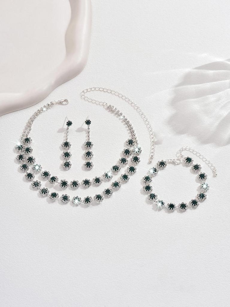 Sonnenblumen Diamant Halskette und Ohrring Set - Hochzeits Schmuck Accessoires