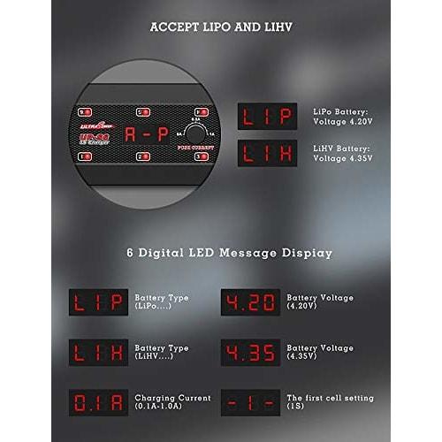 ULTRAPOWER Drone Charger, Walkera LiPo Battery Charger [1S LiPo/LiHV Micro/MX/mCPX] UP-S6
