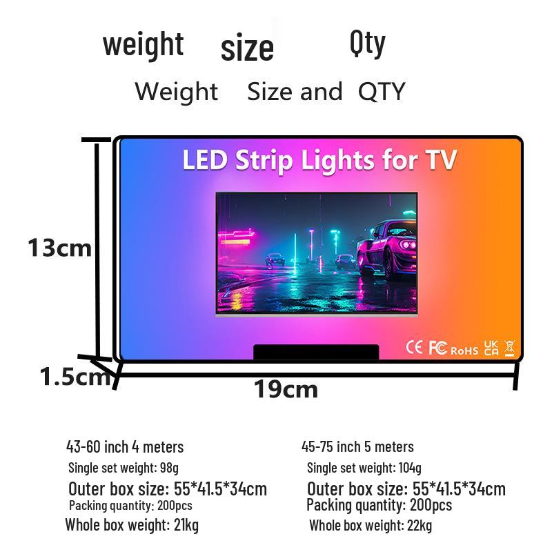 Bluetooth LED Strip Light for TV: USB-Powered, Music-Synced, Colorful Ambient Lighting